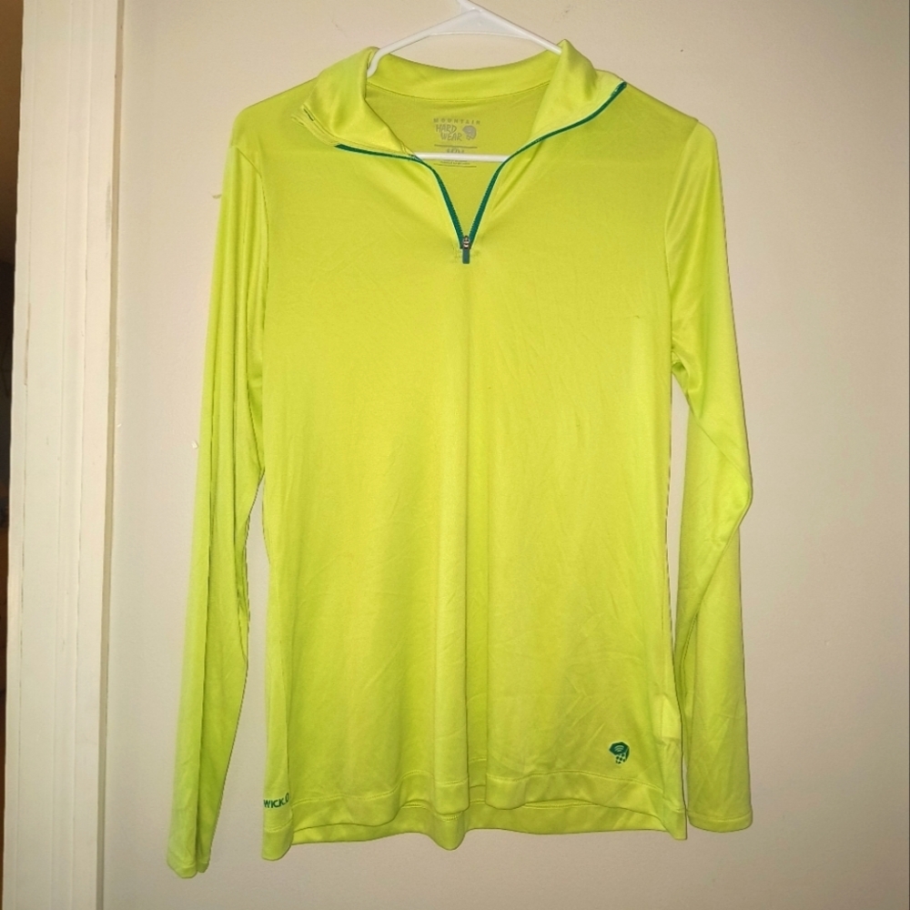 Brooks Lime Green Long Sleeve Pullover hard wear mountain women's M light weight